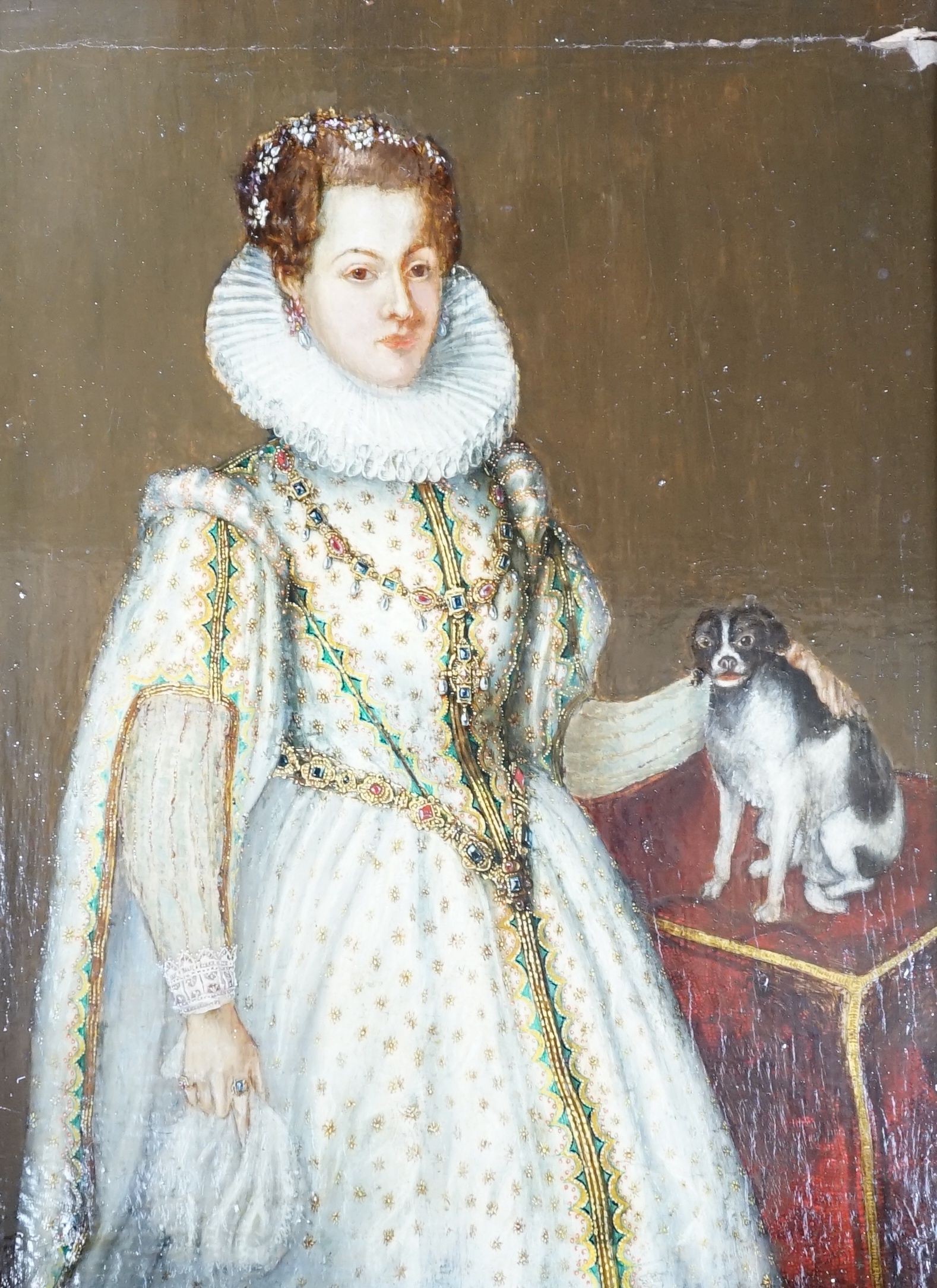 19th century Flemish school, Oil on panel, portrait of a 17th century lady, 21.5 cm X 17 cm